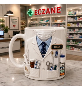 Eczacı ve Eczacılık Temalı Kişiye Özel Porselen Kupa Bardak