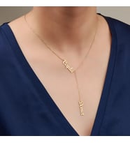 Kişiye Özel Şık Sallantılı Çift İsim Kolye 925K Gümüş (Gold)