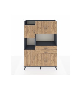 Hyperion Gardrop 8 Raflı 2 Çekmeceli 6 Kapaklı 132x44x195 Antrasit-Çam