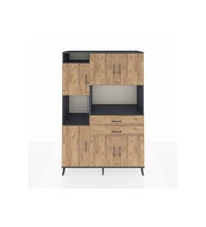 Hyperion Gardrop 8 Raflı 2 Çekmeceli 6 Kapaklı 132x44x195 Antrasit-Çam