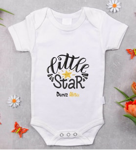 BK Kids İsimli Little Star Tasarımlı Bebek Body Zıbın - Model 1