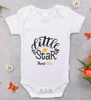 BK Kids İsimli Little Star Tasarımlı Bebek Body Zıbın - Model 1