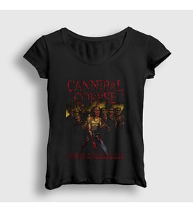 Presmono Kadın Siyah Evisceration Cannibal Corpse T-Shirt 32869tt
