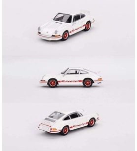 Mini GT 612 Porsche RS 2.7 Grand Prix White Red Livery LHD Model Araba