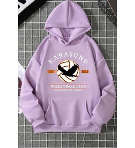 Unisex Karasuno Baskılı Sweatshirt (Lila)
