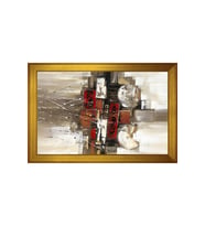 Soyut Şekiller Motifli Kanvas Tablo 50 x 70 cm Gold Çerçeve