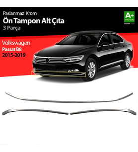 Volkswagen Passat Uyumlu B8 Krom Ön Tampon Alt Çıtası 3 Parça 2015-2019