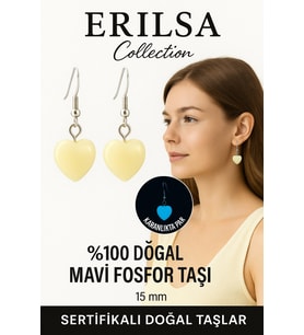 Sertifikalı Kalp Model Mavi Fosfor Taşı Küpe – Parlayan Enerji ve Ruhsal Canlılık Taşı (Çok Renkli)