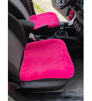 Yumuşak Tüylü Peluş Serme Oto Koltuk Koruyucu Minder Ön 2'li Fuşya Pembe