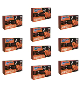 Dolphin Nitril PowerGrip Ekstra Kalın Elmas Dokulu Eldiven Turuncu Large Büyük Boy - 50'li 10 Paket