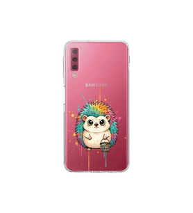 Samsung Galaxy A7 2018 ile Uyumlu Splash Kirpi Tasarımlı Şeffaf Silikon Kılıf