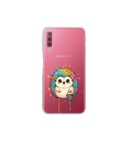 Samsung Galaxy A7 2018 ile Uyumlu Splash Kirpi Tasarımlı Şeffaf Silikon Kılıf