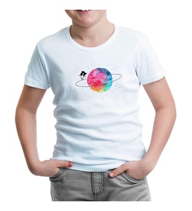 Yörünge Beyaz Çocuk Tshirt
