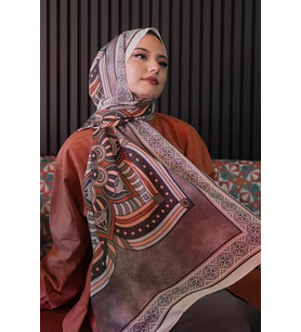 Geometrik Desen Bej Soft Pamuk Şal (Standart)