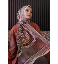 Geometrik Desen Bej Soft Pamuk Şal (Standart)