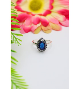 Safir Taşlı Damla Model Markazit Gümüş Yüzük 201020389