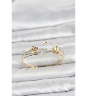 Gold Renk Pirinç Zirkon Taşlı Çiçek Model Kadın Bileklik 5886 - HPSBYI5739-1798