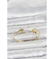 Gold Renk Pirinç Zirkon Taşlı Çiçek Model Kadın Bileklik 5886 - HPSBYI5739-1798