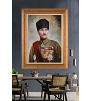 Altın Varaklı Çerçeveli Paspartulu Atatürk Tablo DC1219 (Gold)