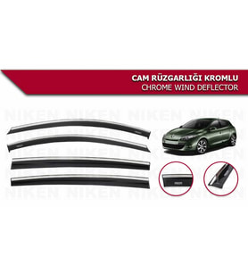 Renault Megane 3 Kromlu Cam Rüzgarlığı Niken 2011-2015 arası (Beyaz)