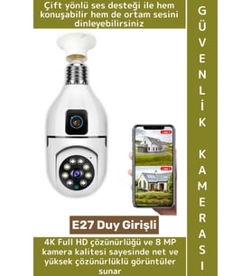 Ev Çocuk Odası Gece Görüş İki Yön Ses Full HD Çift Lensli E27 Duy Girişi Kablosuz Wi-Fi Ampul Kamera