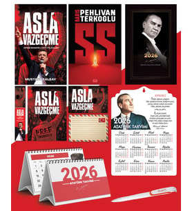 Asla Vazgeçme - Ayraç - Kartpostal - Poster - SS -  2026 Ajanda Gazi Paşa - Ayyıldız Ahşap Duvar Takvimi - Masa Takvimi