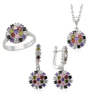 Gümüş Renkli Taşlı Bayan Set