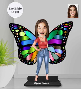 Kişiye Özel Kelebek Kadın Ahşap Eco Biblo -1