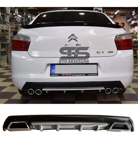 Citroen C-elysee Difüzör Arka Tampon Eki 2 Egzoz Çıkışlı Gri Lüx Tip