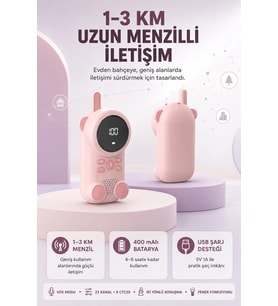 Bebek Telsizi Lcd Ekran Vox İki Yönlü İletişim Usb Şarj Hafif