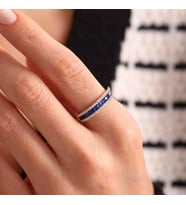Yarım Tur Altın Yüzük Sapphire (Çok Renkli)