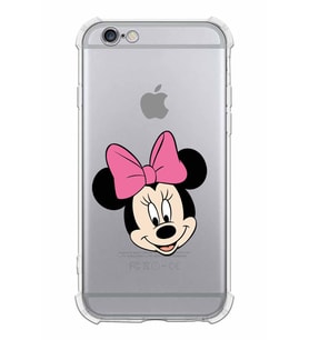 Apple iPhone 6 Plus Uyumlu Köşe Korumalı Antişok  Kapak Minnie Mouse Tasarımlı Şeffaf  Kılıf