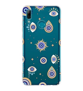 PrintiFy Huawei P Smart 2019 ile Uyumlu 1mm Slim Fit Nazar Boncuğu 5 Baskılı Şeffaf  Kılıf
