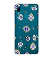 PrintiFy Huawei P Smart 2019 ile Uyumlu 1mm Slim Fit Nazar Boncuğu 5 Baskılı Şeffaf  Kılıf