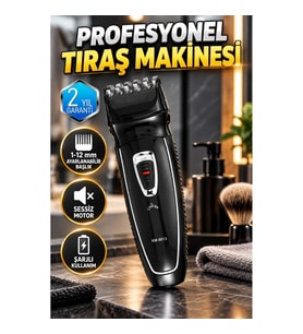 Şarjlı Saç Sakal Kesme Makinesi – Unisex, Sessiz Motor, 1–12 mm Ayarlanabilir Başlık