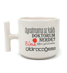 Oynatmama Az Kaldı Doktorum Nerede Baskılı Beyaz Kulplu T Kupa