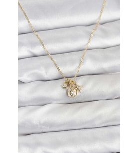 Pirinç Gold Renk Minimal Charmlı Kadın Kolye TJ-BKO10803