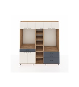 Kronos Dolap 11 Raflı 4 Çekmeceli 2 Askılı 220x59x243 Çam-Aytaşı/Antrasit