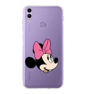 Huawei Honor 8c  Kamera korumalı Kapak Minnie Mouse Tasarımlı  Şeffaf Kılıf