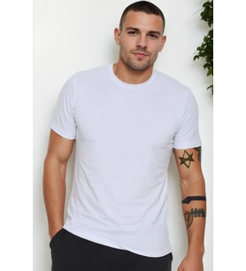 T9569 DEWBERRY BİSİKLET YAKA ERKEK T-SHIRT-BEYAZ