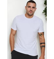 T9569 DEWBERRY BİSİKLET YAKA ERKEK T-SHIRT-BEYAZ