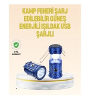 Mey İthalat® Katlanabilir USB Çıkışlı Kamp Feneri – Şarj Edilebilir, Dayanıklı ve Çok Fonksiyonlu