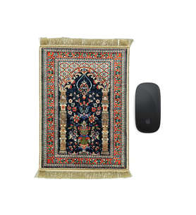 Bursa İpek Lacivert Dekoratif Küçük Halı Mousepad
