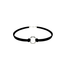 Siyah Renk Süet Kadın Round Choker Kolye