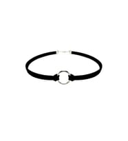 Siyah Renk Süet Kadın Round Choker Kolye