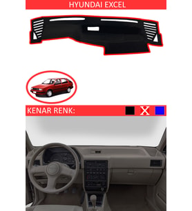 Hyundai Excel İçin Uygun Torpido Koruma Halısı Siyah Kenar Renk Kırmızı