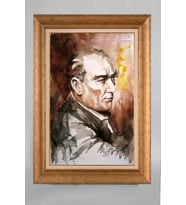 Çerçeveli Paspartulu Atatürk Tablo a335 (Gold)