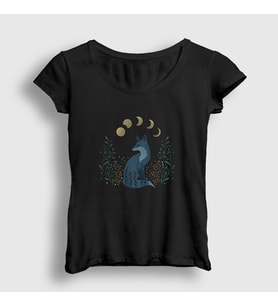 Presmono Kadın Siyah Night Fox Tilki T-Shirt 368013tt