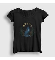 Presmono Kadın Siyah Night Fox Tilki T-Shirt 368013tt