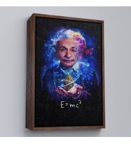 Çerçeveli Albert Einstein E=mc2 Kanvas Tablo, Matematik Öğretmeninin Hediyesi (Altın)
